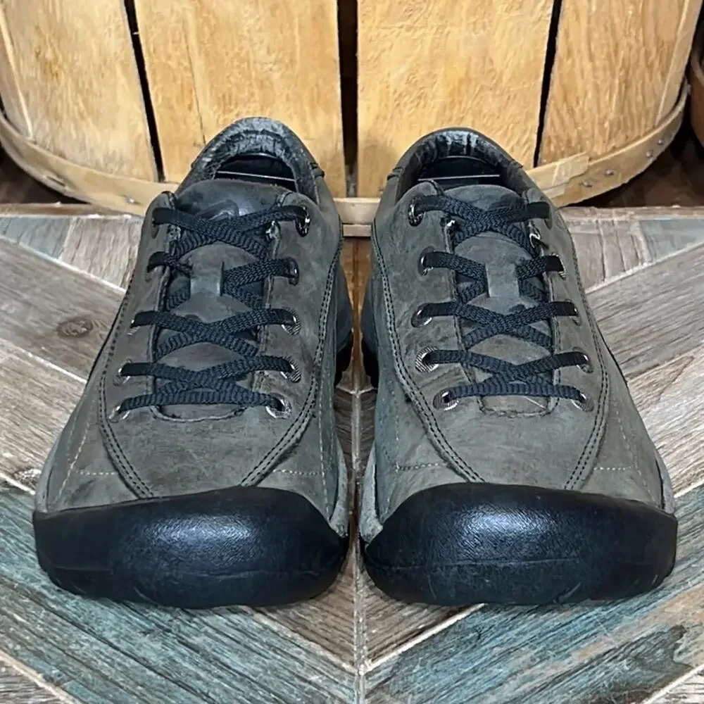 Keen Toyah Gray Leather Casual Hiking Walking Comfort Sneakers Shoes Womens 6.5